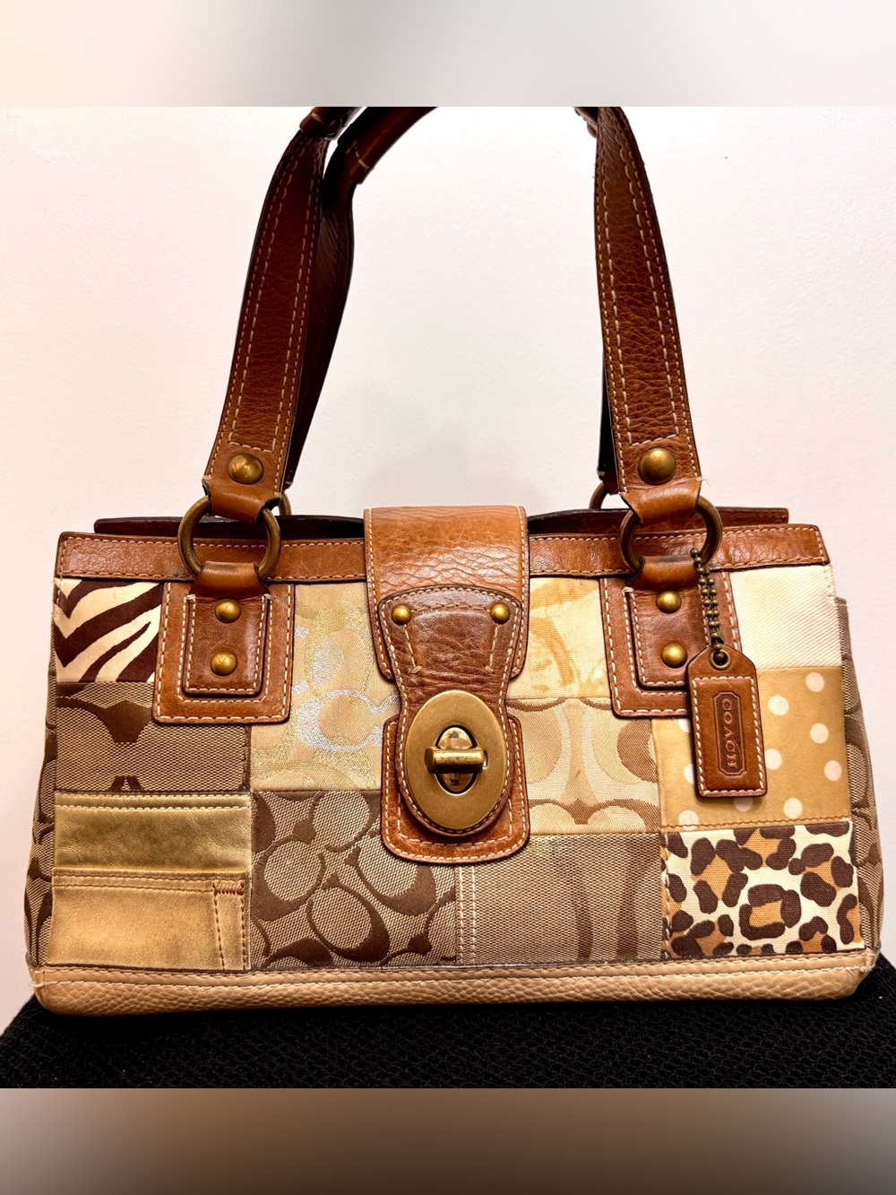 Authentic Coach Patchwork Tote Bag Signature Turnlock Handbag 10816 Vintage